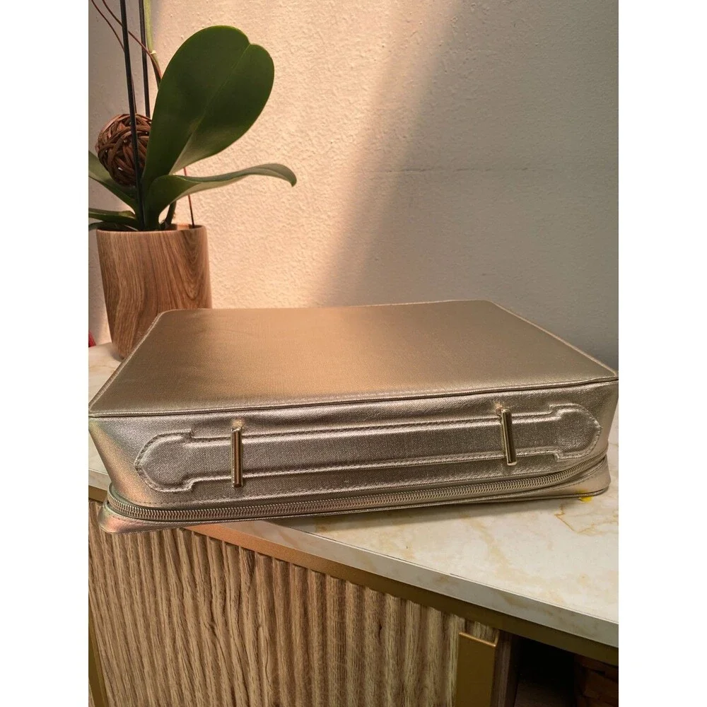 New Lancome Gold Rose Metallic Cosmetic Case 13